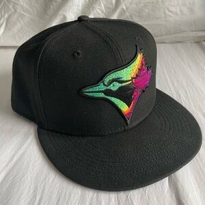 New  Era 59 Fifty Hat Blue Jays Rainbow Logo On Black Men’s Fitted Cap